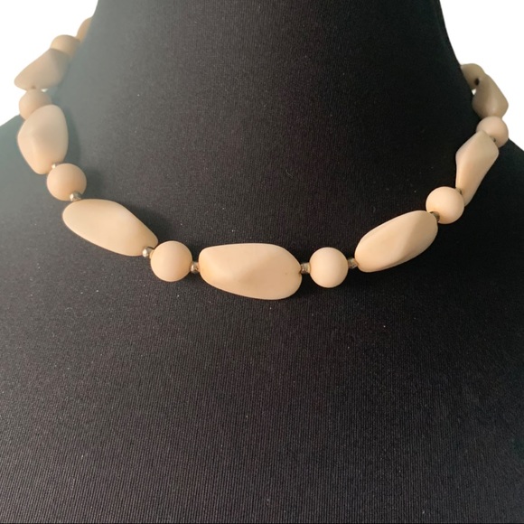Necklace bead choker white vintage - Picture 1 of 8